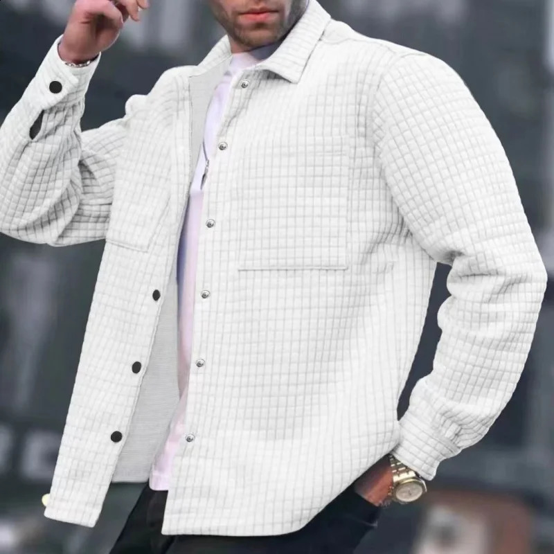 2024Spring and Autumn Foreign Trade European and American Mens plus Size Cardigan Small Plaid Jacquard Sweater Trendy Coat 241223