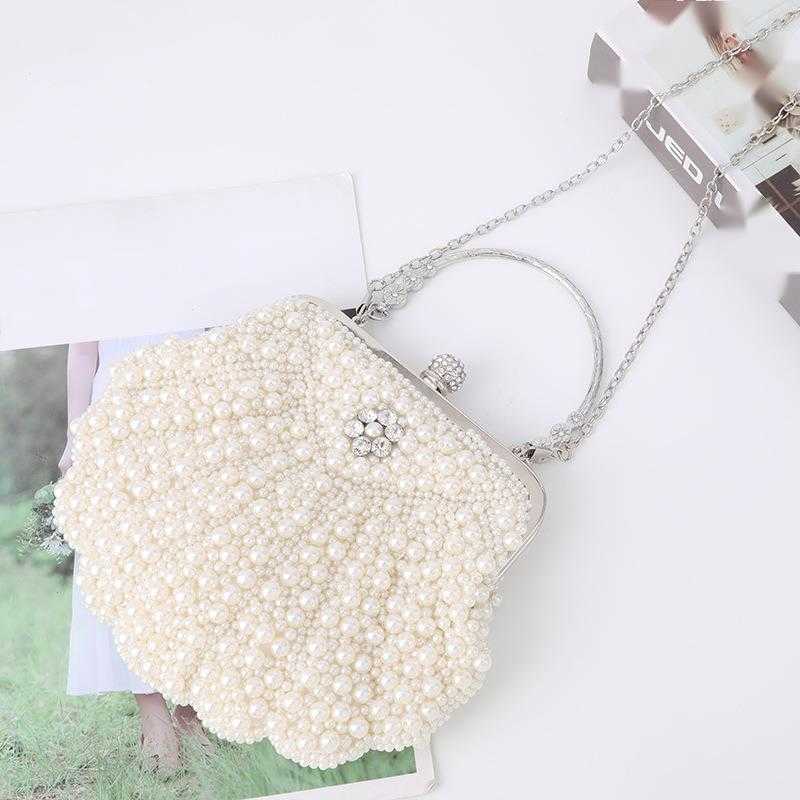 Straight Fashion Elegant Shell Pearl Dinner Bag Clutch Bag Style Foreign Style Large Space Hand Hold Evening Bag 240920
