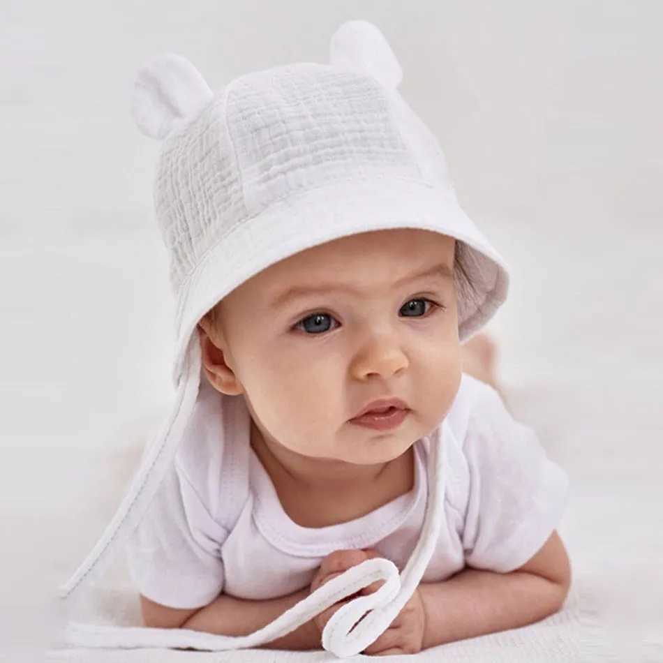 Caps Hats Baby hat baby plain bucket hat childrens bear ear summer beach sun hat boys and girls Easter hat toddlers 3-12 months old H241223