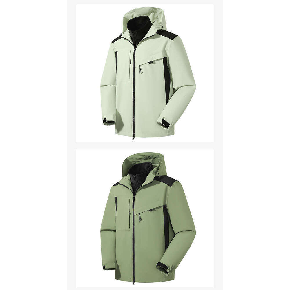 Live streaming waterproof windproof outdoor three in one jacket for men and women, two-piece jacket, silver fox fur