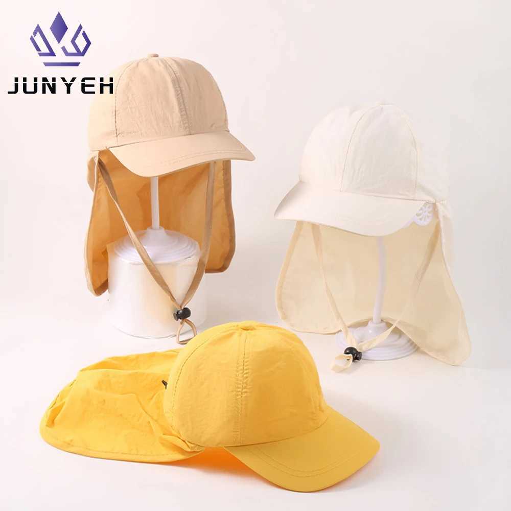 Caps Hats Cotton neck flip cap boys beach hat sun protection hat quick drying childrens swimming hat 3-10 years old H241223