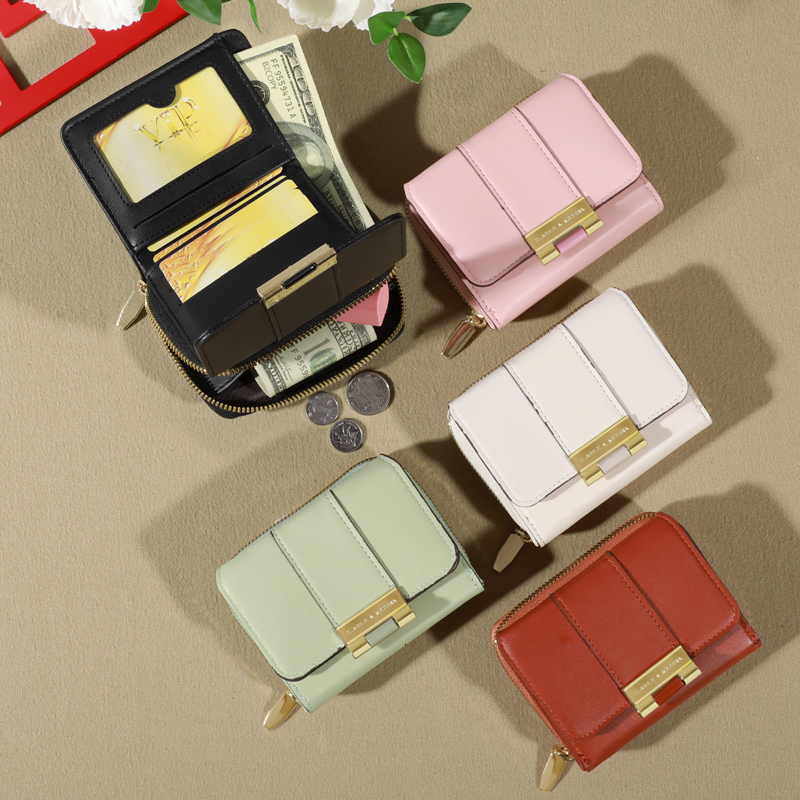 Women's Short Style New Korean Edition Simple And Fashionable Zero Wallet Buckle Zipper Multi Card Bag Small Squ