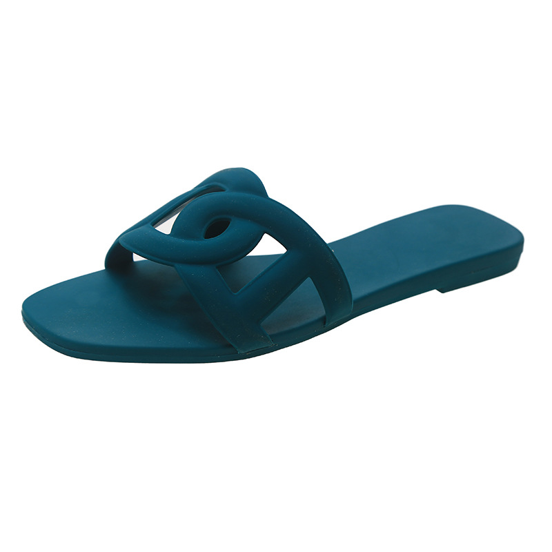 home slippers female summer net red pig nose jelly slippers outside the beach flat flip-flops manufacturers direct sales 2025 colorful shoes
