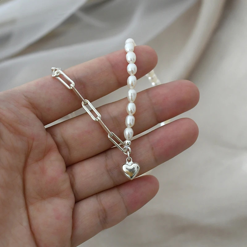 ASHIQI Natural Freshwater Pearl Necklace 925 Sterling Silver Necklace Jewelry for women High Quality Fine Jewelry 241220