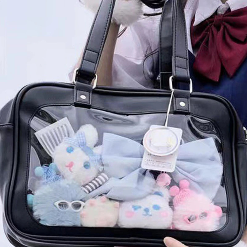 Transparent Single Shoulder Bag Women Simple Doll Storage Handheld Pain Bag PU Soft Girl Pack Cute Waterproof Handbag 241223