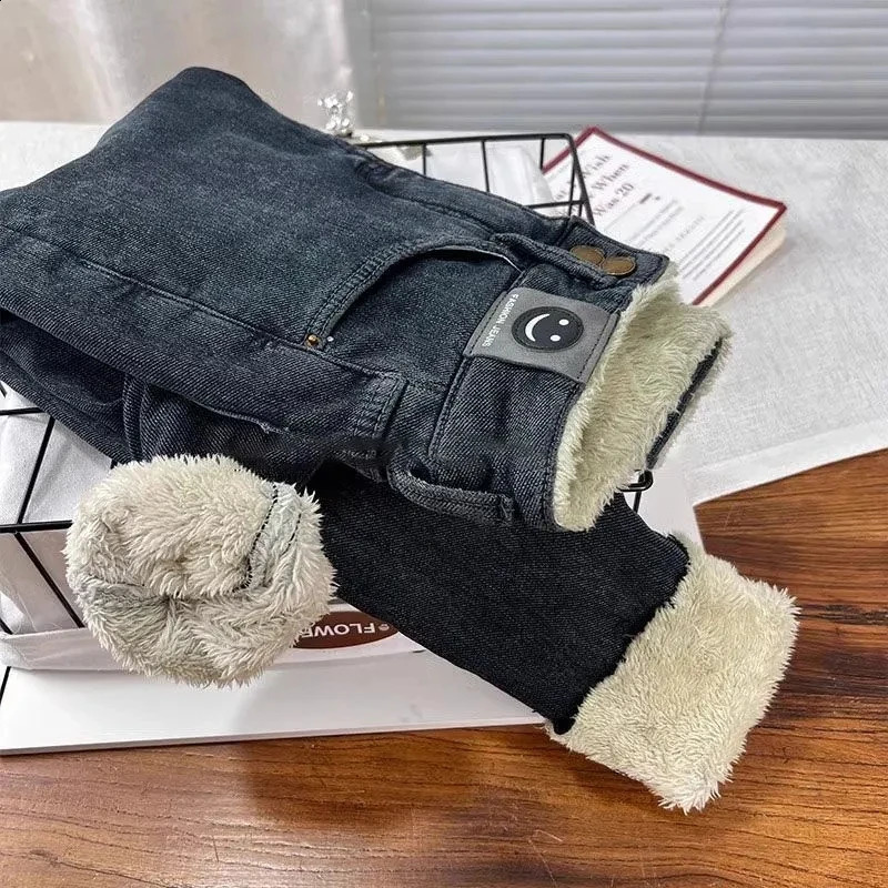 Warm Lambwool Slim Pencil Jeans Womens Skinny Plush Vaqueros Vintage High Waist Thicken Fleece Denim Pants Casual Velvet Legging 241220