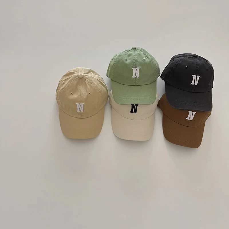 Caps Hats N-letter embroidered childrens baseball cap for boys and girls spring and summer soft cotton adjustable foot cap childrens outdoor leisure s