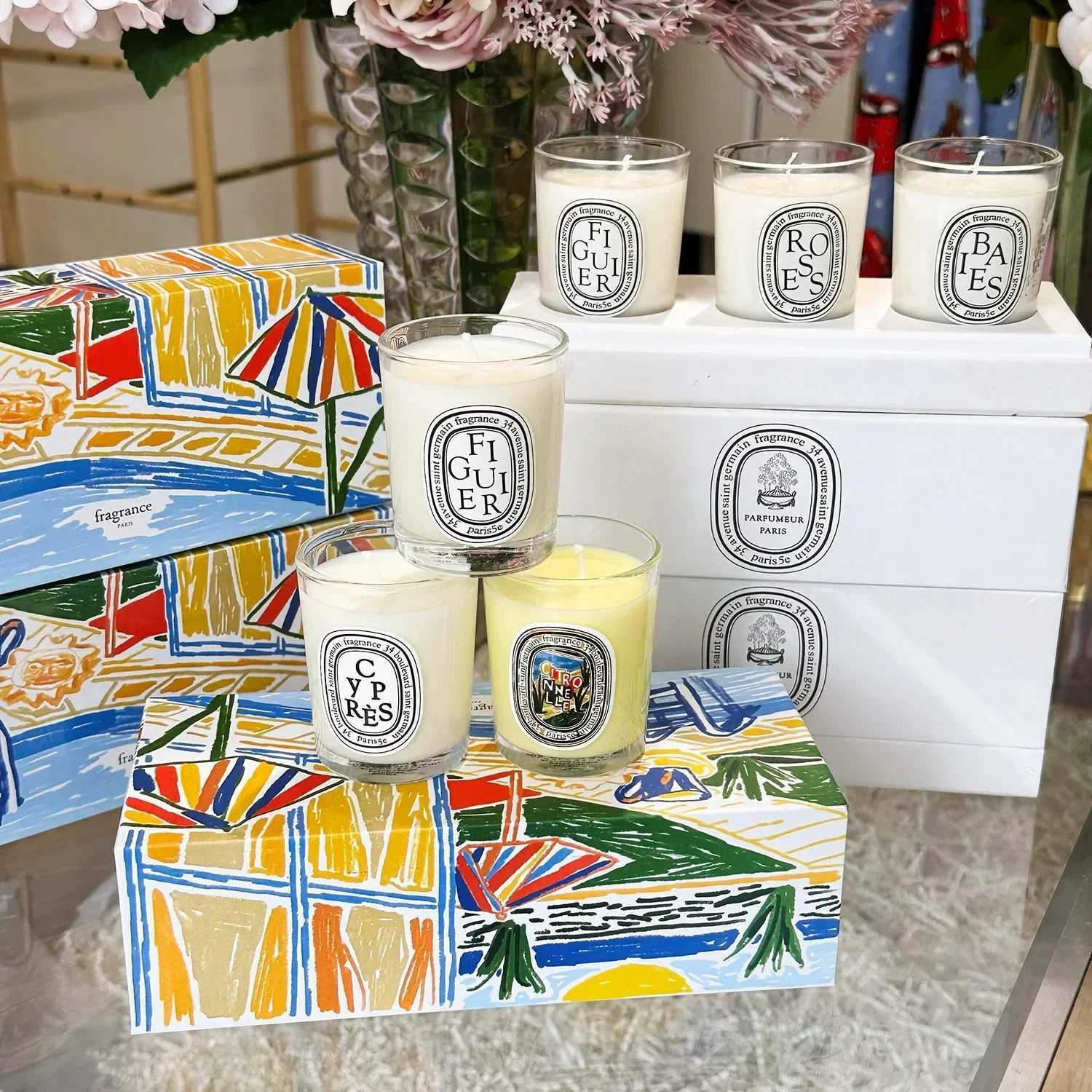 Scented Candle Candles Diptyques Aromatherapy Candle Natural plant scented candle French perfume Fresh elegant and lasting air companion Aromatic gif 