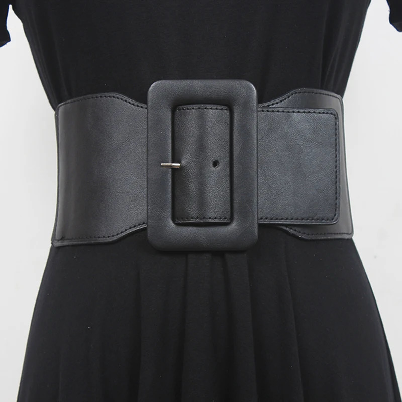 Pu Leather White Irregular Elastic Wide Belt Personality Women Fashion All-match Spring Autumn 1DE7735 241220