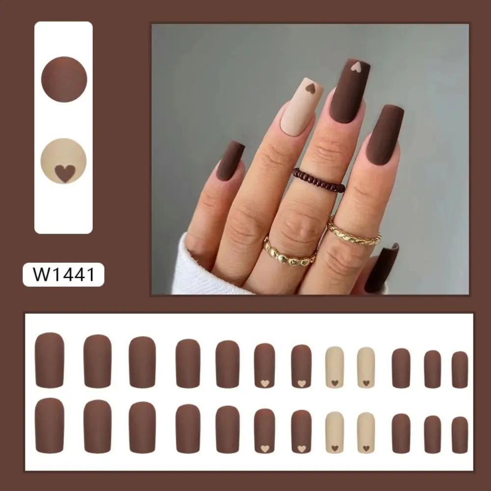 French False Nails Leopard Long Square Nail Tips Detachable Full Cover Press on Nails DIY 241223