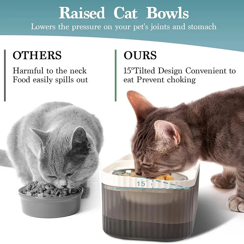 Automatic Cat Water Fountain With Stainless Steel Food Bowl Elevated Cat Feeder And Water Feeder For Indoor Cats