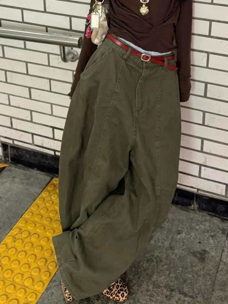 American High Street Washed Distressed Baggy Jeans Woman Y2K Retro Girls Loose Casual Waisted Wide Leg 241218