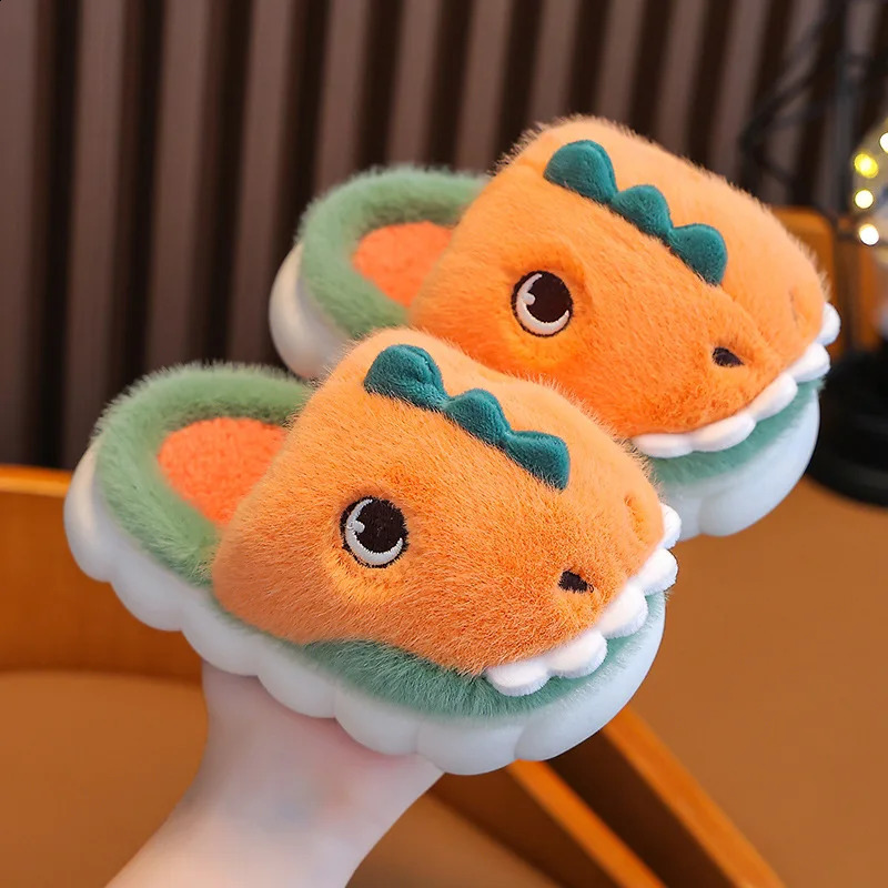 Children Home Shoes Girls Cashmere Cotton Slippers Baby Boy Young Warm Shoes Girls Slippers Indoor Cartoon Cotton-padded Shoes 241223