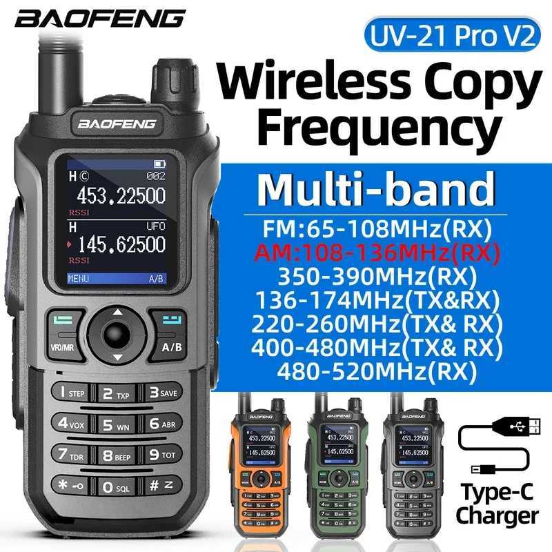 Baofeng UV-21 Pro V2 Walkie Talkie Mti-band Wireless Copy Frequency Waterproof Long Range Type-C Two Way Ra For Camping Z241223