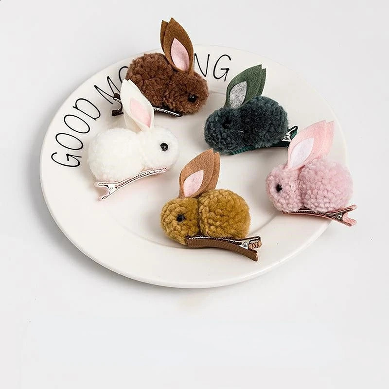 30pcs Children Girls Bunny Hair Clip Plush Cute Stuffed Rabbit Accessories Head Wear for Holiday Easter Day Gifts Halloween 241223