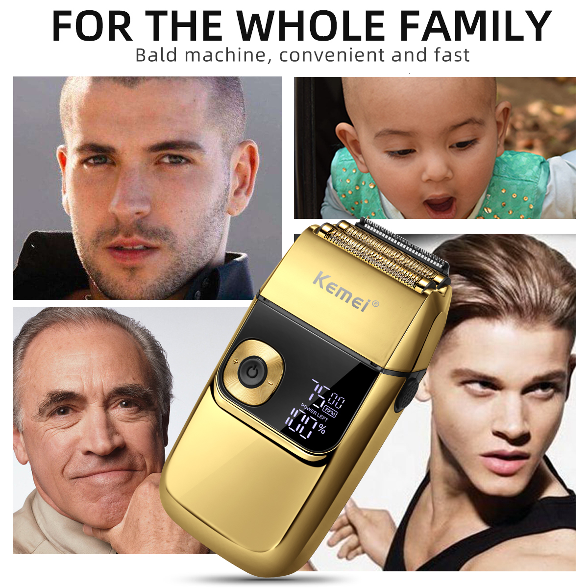 Electric Shaver Km-2028 2 In 1 Rechargeable Hair Trimmer Hine Twin Blade Bald Head Washable Professional Barber For Men