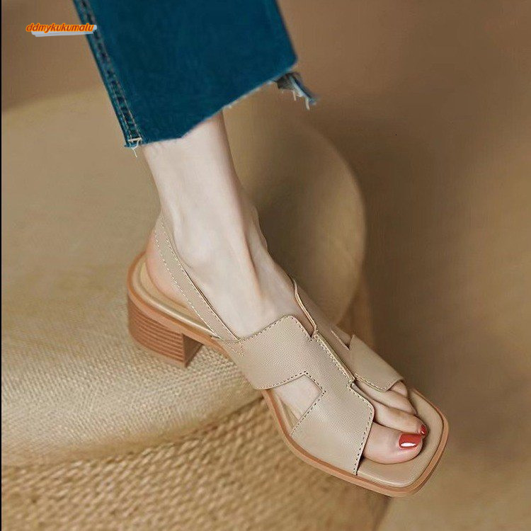 High sandals for women, 2024 new sexy thick heeled sandals, open toed fashion, single buckle strap, empty back women's shoes #33 ddmykukumalu