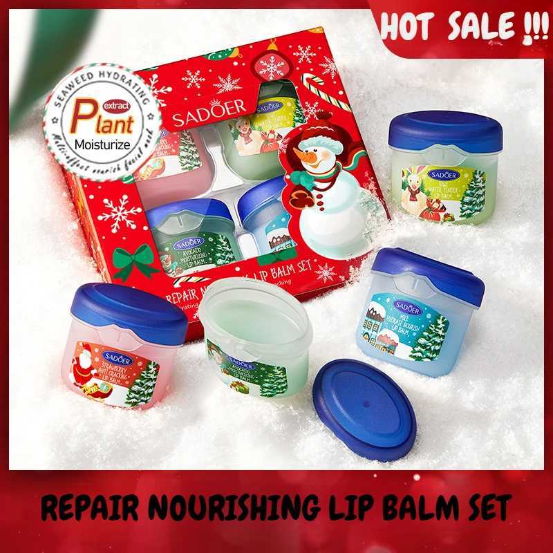 Christmas lipstick moisturizing lipstick basic moisturizing cream natural plant anti crack lip skin care lipstick set gift boxW241223