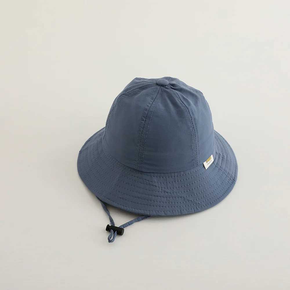 Caps Hats Summer Childrens Bucket Hat Solid Color Boys and Girls Sun Sunshade Hat Outdoor Fashion Beach Childrens Fishermans Hat H241223