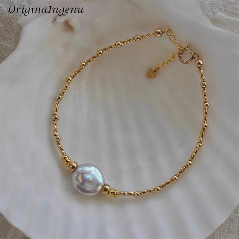 14K Gold Filled Natural Baroque Pearl Bracelet Handmade Gold Beads Bracelet Waterproof Tarnish Resistant Jewelry Boho Bracelet 241220