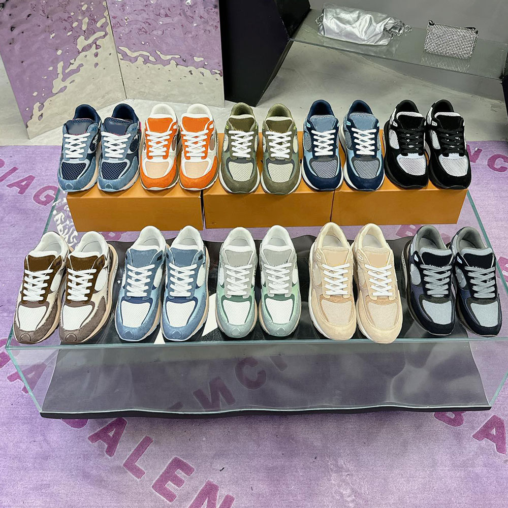 Run Away Sneaker mens designer sneakers Casual Platform Blue Denim Mesh Sneakers signature side Retro fashion run away running shoes Anti slip sole 38 46