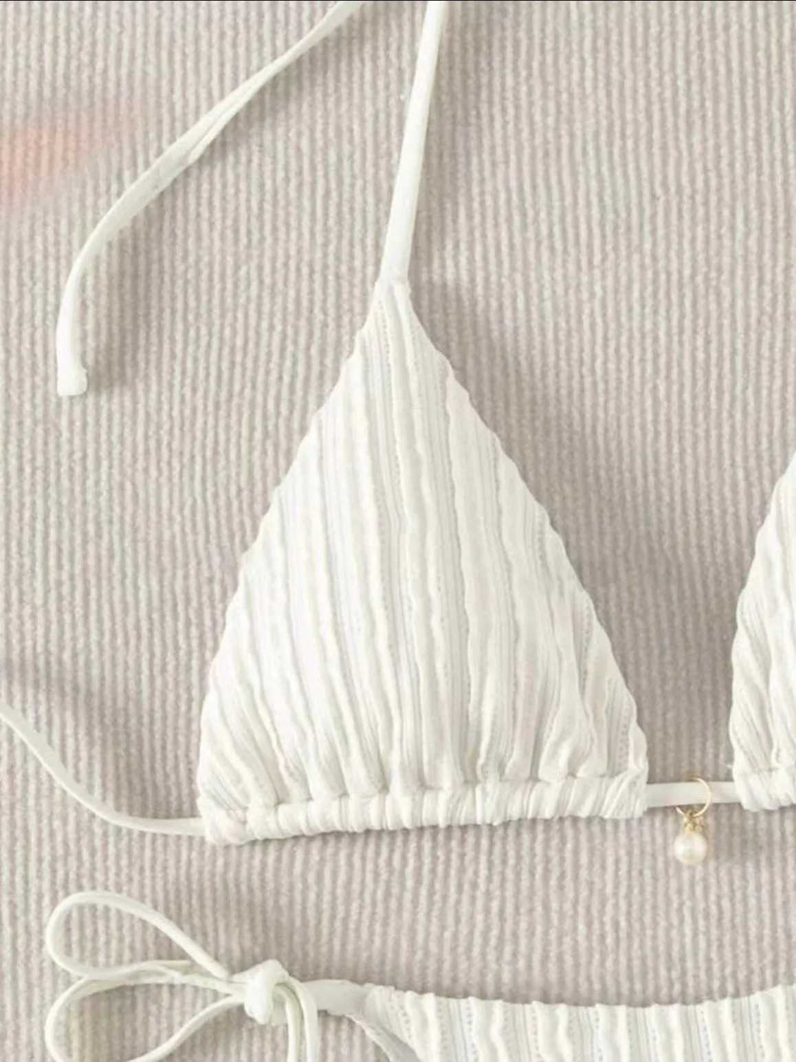 sexy milky ribbed halter micro mini bikini sets two pieces tie women thong swimsuit female bathing suit swimwear biquiniXJ241223