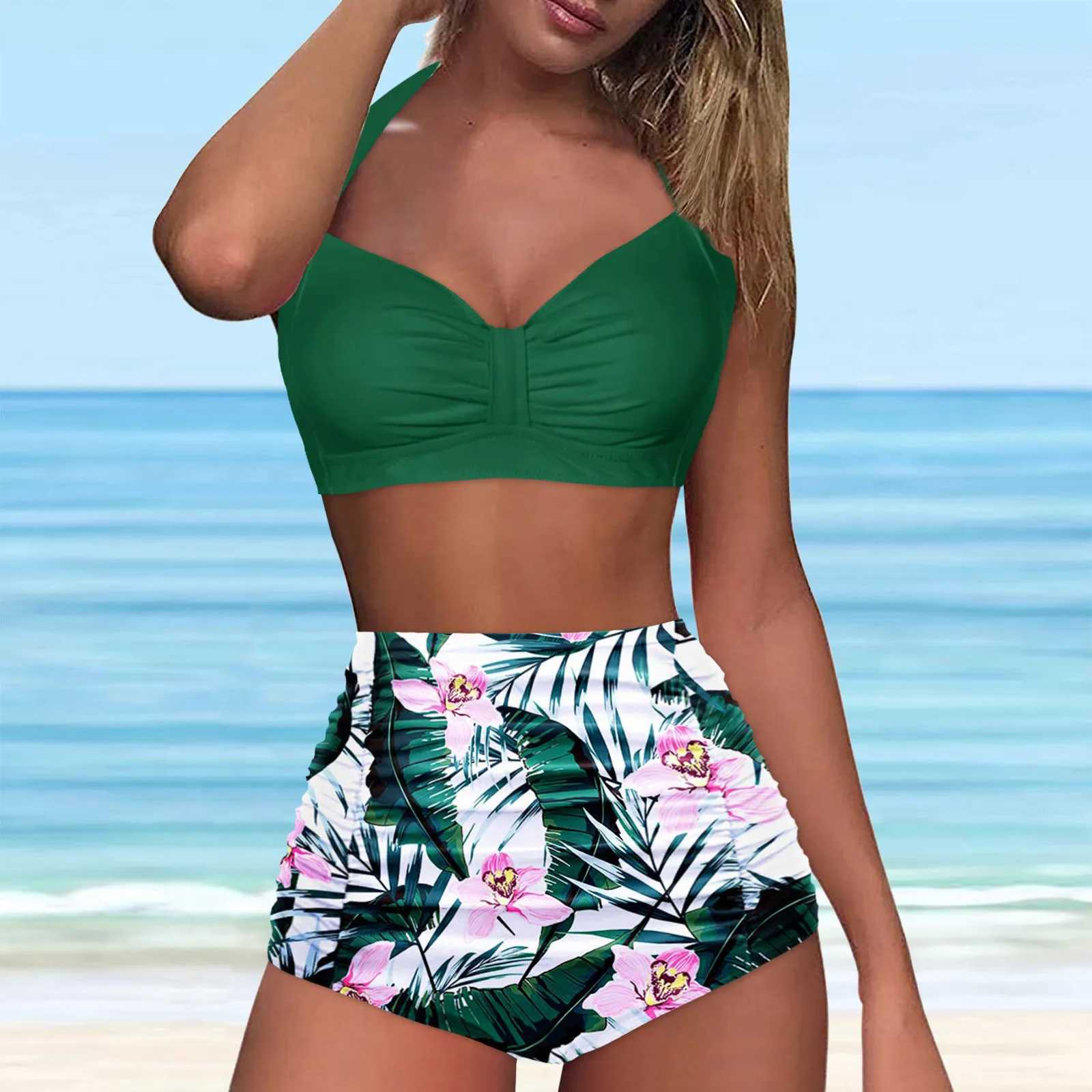 High Waist Bikini Sexy Push Up Swimsuits Vintage Two Piece Retro Ruched Bathing Suit Plus Size Swimwear For Women Brazil BiquiniXJ241223