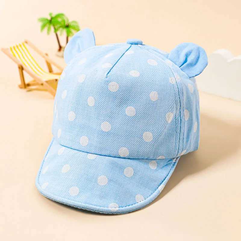 Caps Hats Cotton baby hat summer leather hat toddler hat childrens hat cute 3D ear baseball hat baby soft sun hat H241223