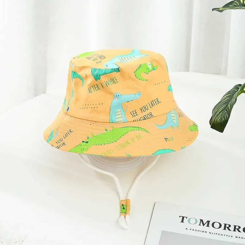 Caps Hats 2022 New Panama Summer Baby Hat Cartoon Boys Fisherman Hat Baby Sun Hat Outdoor UV Bucket Hat Preschool Children Panama Sun Hat H241223