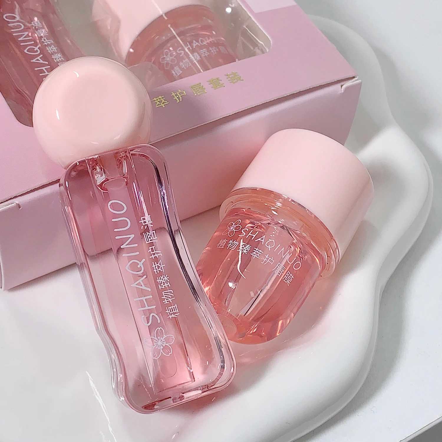 2Pcs/Box Lightweight Water Light Lip Oil Night Lip Mask Set Moisturizing Hydration Fade Liplines Lip Care Serum Primer CosmeticsXJ241223