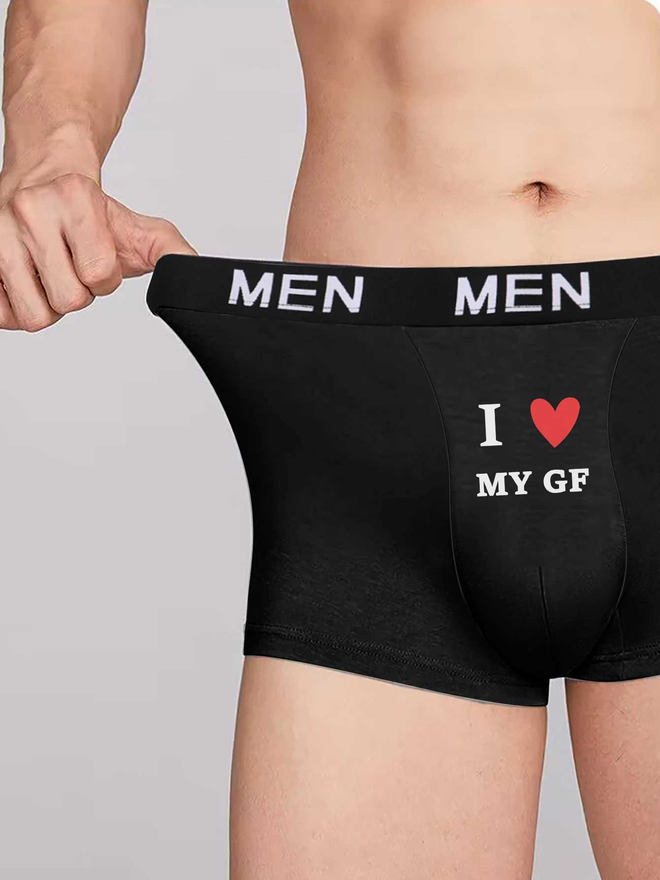 Mens boxing underwear with my love GF printed tree trunk interesting letter boxing shorts mens set breathable no flight underwear W241223