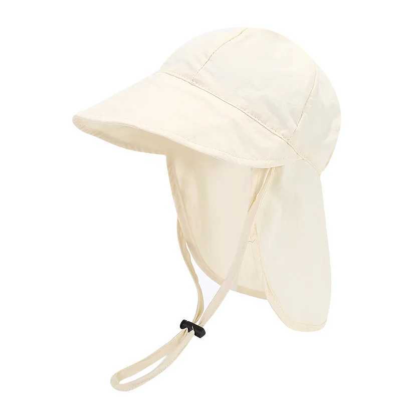 Caps Hats New summer toddler sun hat with Shawl soft Brim quick drying outdoor activity hat suitable for 1-3Y boys and girls beach UV protection hat H