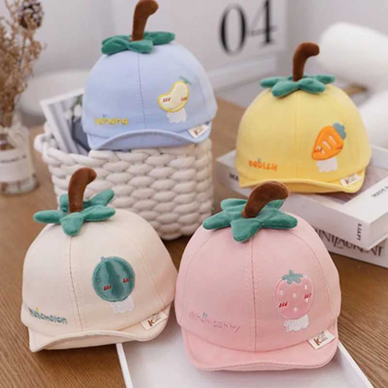 Caps Hats Cute fruit embroidered baby baseball cap summer baby outdoor sun hat soft candy adjustable baby boy girl foot pad cap H241223