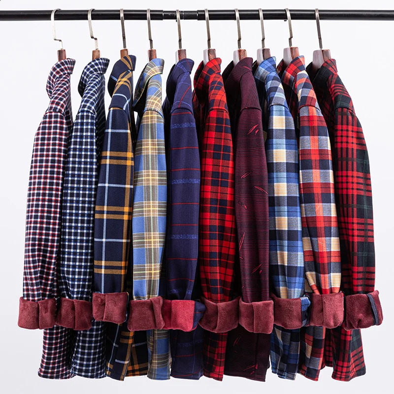 Mens long-sleeved shirt thickened warm 7XL8XL plus size Autumn/Winter casual no-ironing comfortable double-sided fleece top 241223