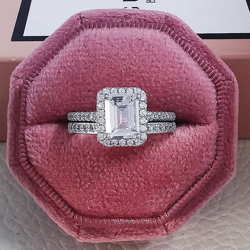 designer jewelry Moissanite dia ring Vecalon Lustre Promise Wedding Band Ring Top quality Sterg Sier Dia Engagement rings for girls