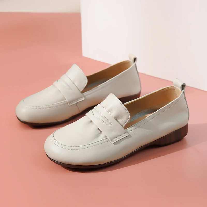 AIYUQI Ladies Shoes Wedge Spring Genuine Leather Women's Casual Shoes Slip-on Large Size Non-slip Mom Shoes