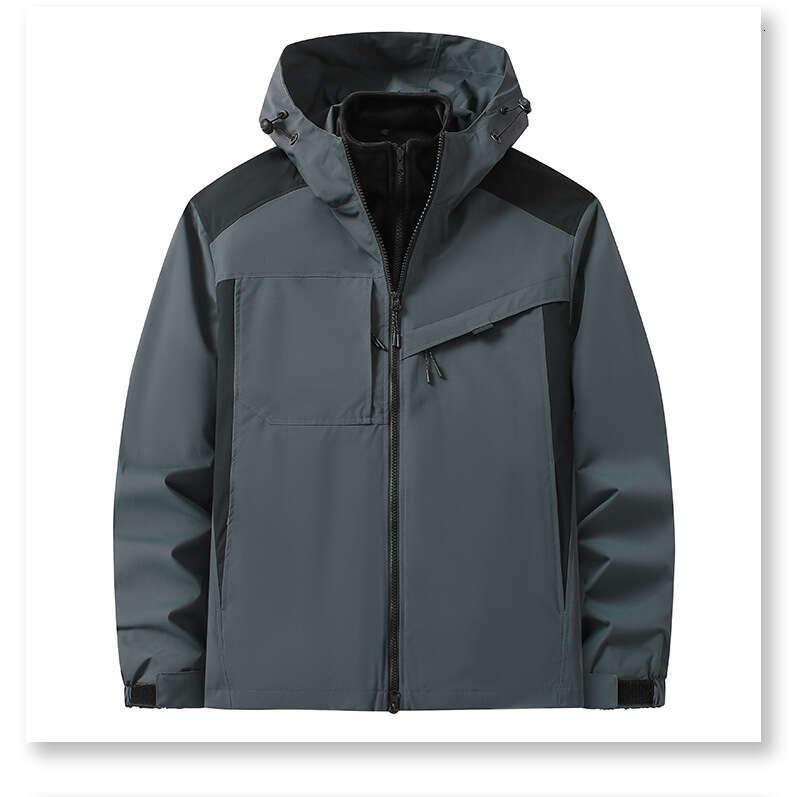 streaming waterproof windproof outdoor three in one jacket for men and women, two-piece jacket, silver fox fur