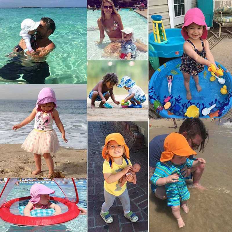 Caps Hats Summer baby sun hat suitable for girls boys outdoor travel beach quick drying hat UV protection bucket hat adjustable breathable mesh hat H2