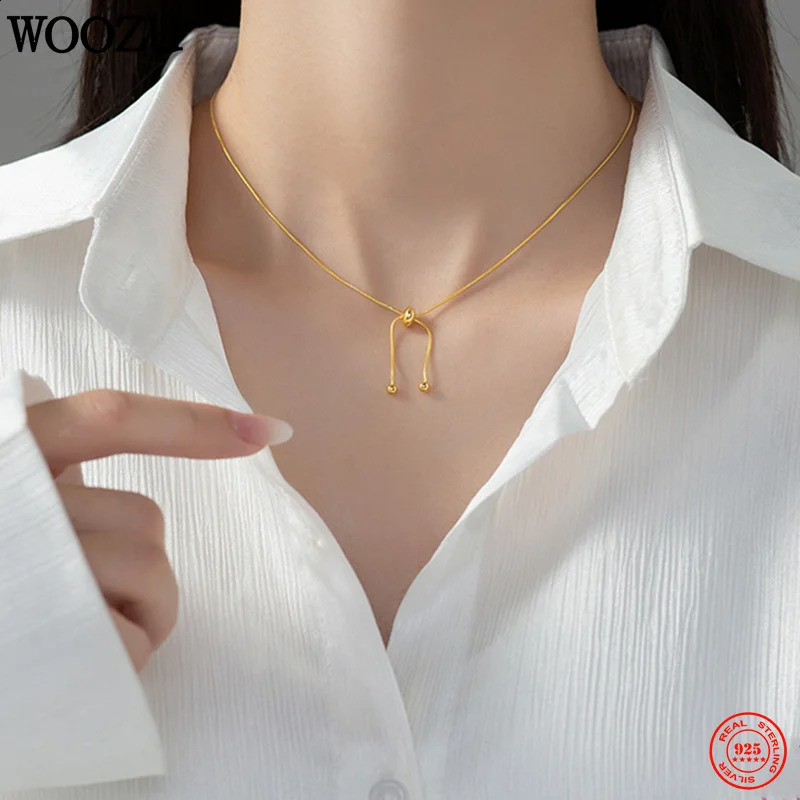 WOOZU 925 Sterling Silver Necklace for Girl Fashion Small Beads Elegant and lovely Necklace Gift for Friend 241220