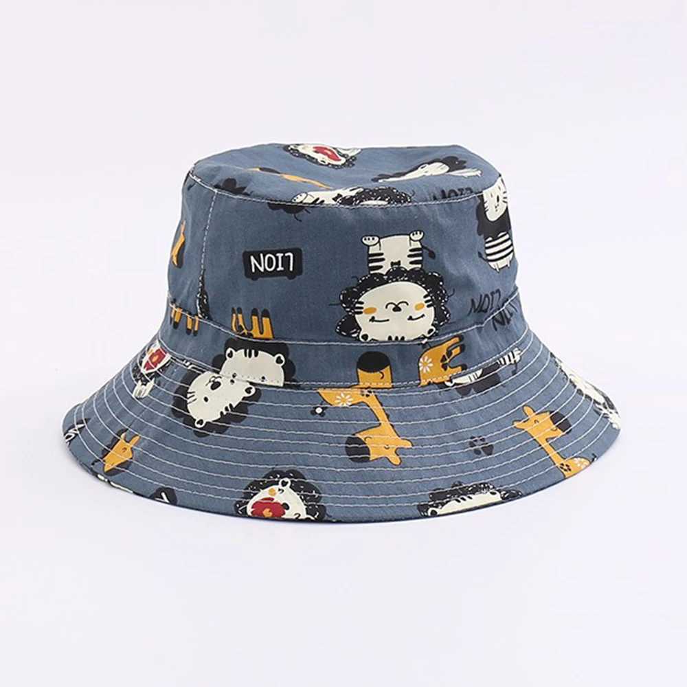 Caps Hats Childrens Panama hat cartoon lion baby bucket hat summer outdoor boys and girls fisherman sun hat UV resistant children fisherman beach hat 