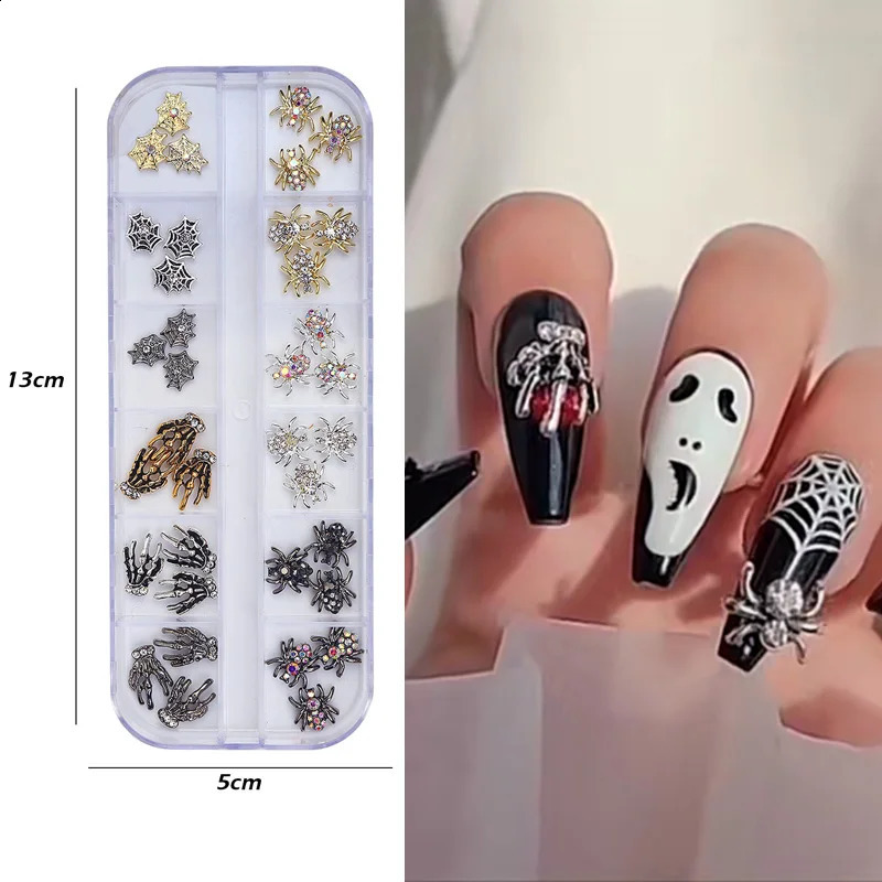 TSZS Hollow Nail Diamond Decoration Punk Style Alloy Skeleton Pumpkin Butterfly Halloween Nail Charms Set For Manicure Ornament 241220