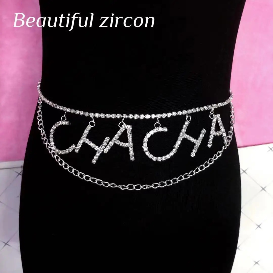 n letter belt fashion shiny Rhinestone Crystal waist chain statement womens tassel crystal waist chain accessories 241220