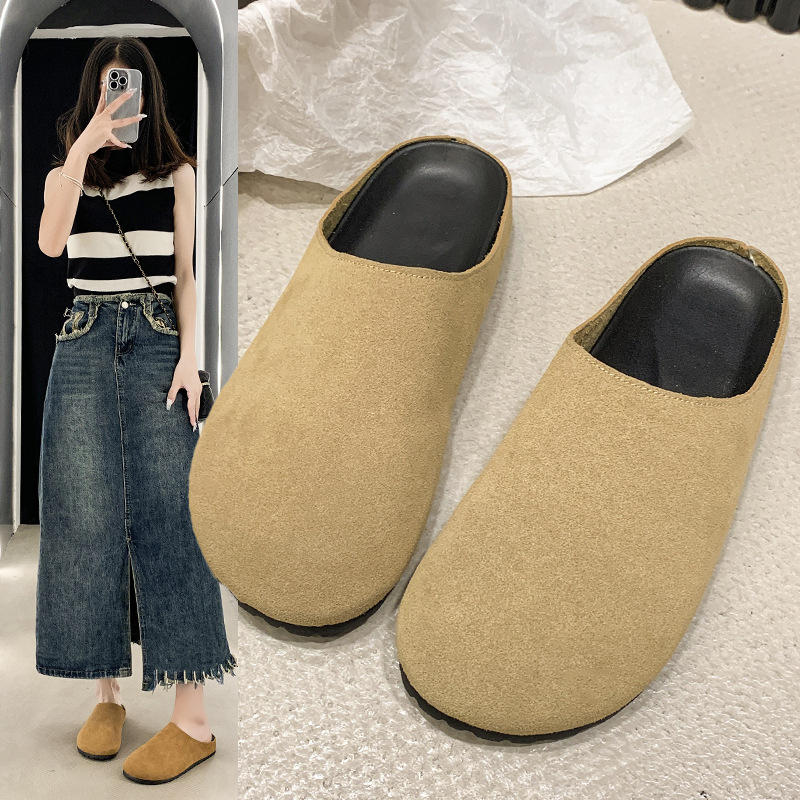 Comfortable casual thick-soled baofeng half slippers with loafers wear soft soled single NEW women's shoes outside autumn and winter