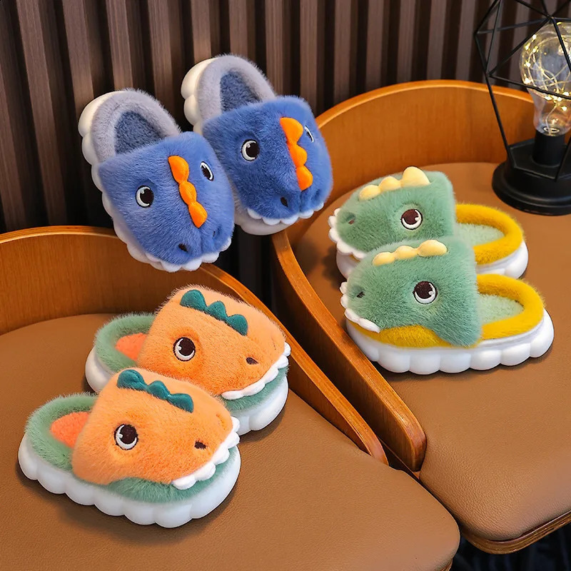 Children Home Shoes Girls Cashmere Cotton Slippers Baby Boy Young Warm Shoes Girls Slippers Indoor Cartoon Cotton-padded Shoes 241223