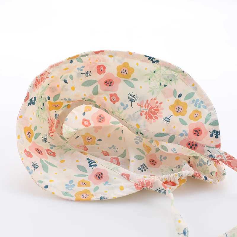 Caps Hats Cute girl Sunhat for 3-20M new summer thin print princess bucket hat Sunhade Peaked Cap outdoor palace hat Korean style H241223