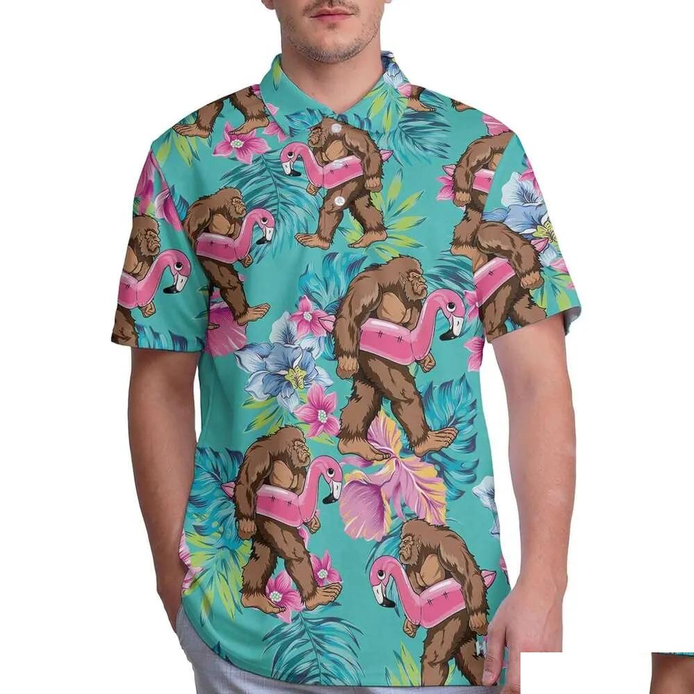 Men'S Polos Mens Shirt Golf Shirts For Men Funny Hawaiian Crazy Print Tshirt Casual Tops Summer Clothes Short Sleeve Drop Delivery Ap Otoas