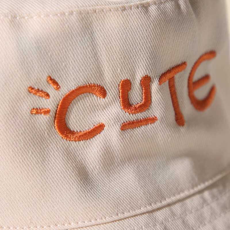 Caps Hats Double sided baby bucket hat with cute embroidered letters for children boys and girls fishermans Panama hat summer outdoor childrens sun ha