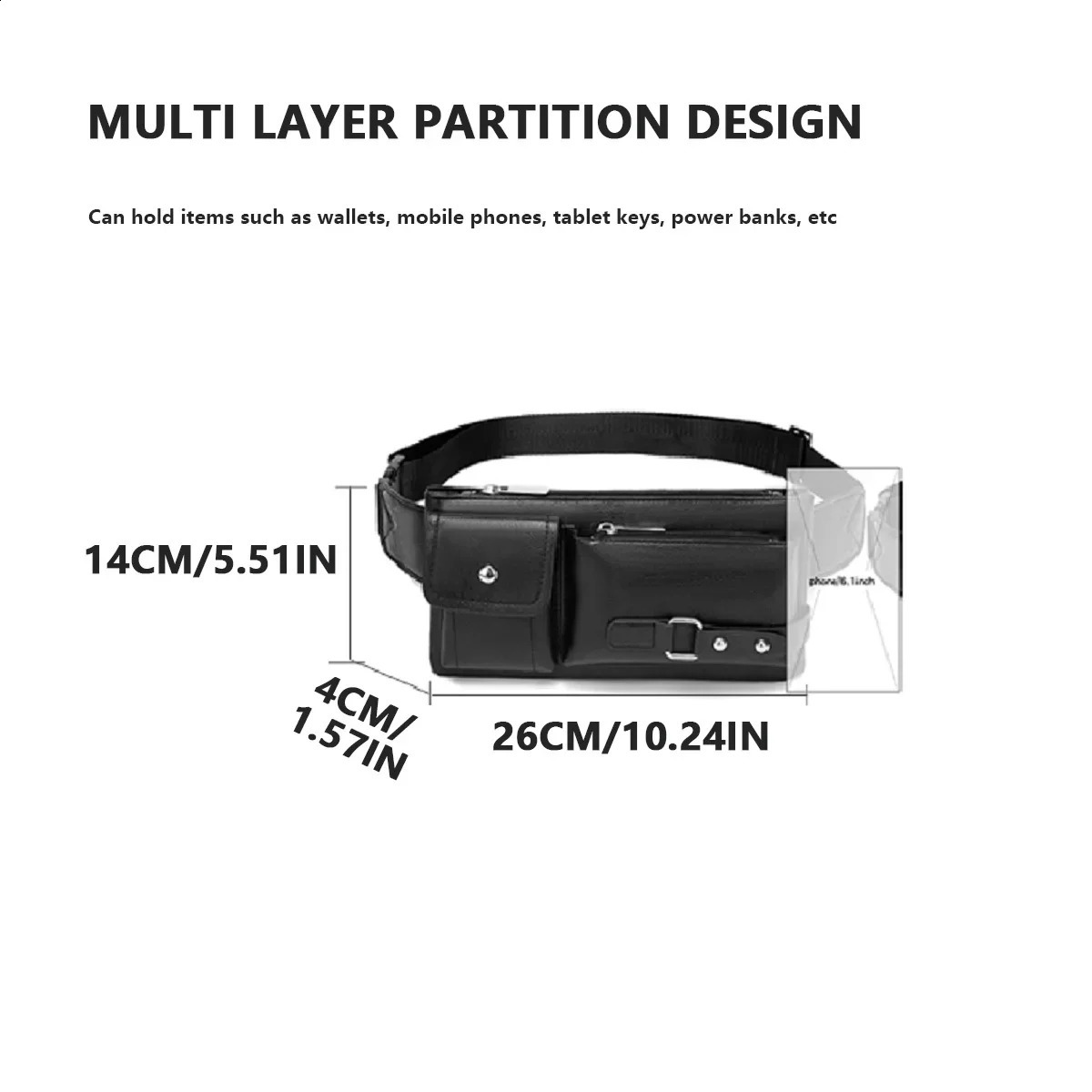 Leather waterproof material made of sports and fitness fanny packs invisible belt anti-theft cell phone fanny packs 241223