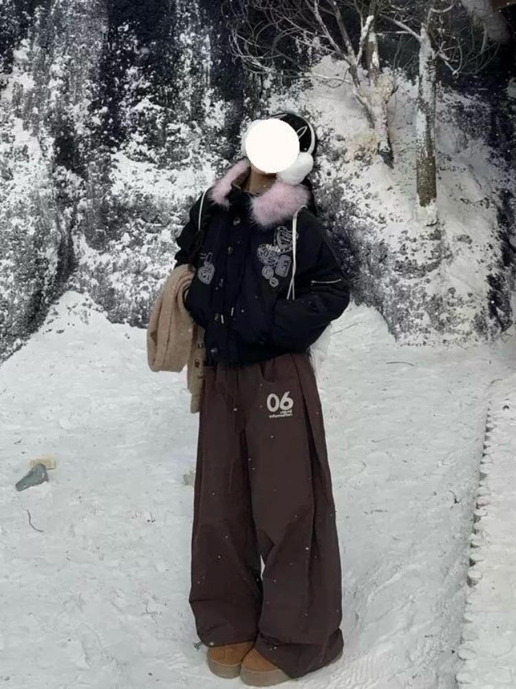 Vintage Y2k Baggy Warm Pants Woman Oversized Thick Haruku Korean Fashion Streetwear Casual Trousers Winter Autumn