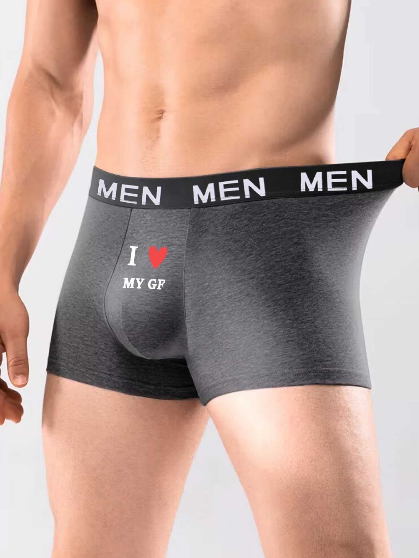 Mens boxing underwear with my love GF printed tree trunk interesting letter boxing shorts mens set breathable no flight underwear W241223